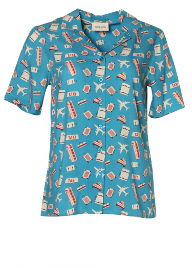 Travel print short sleeve shirt