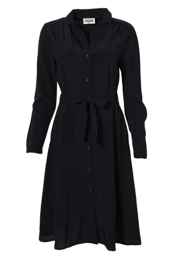 Belted midi shirt dress