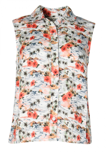 Palm tree print sleeveless shirt