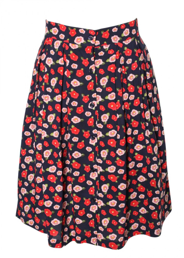 Pleated buttton front skirt